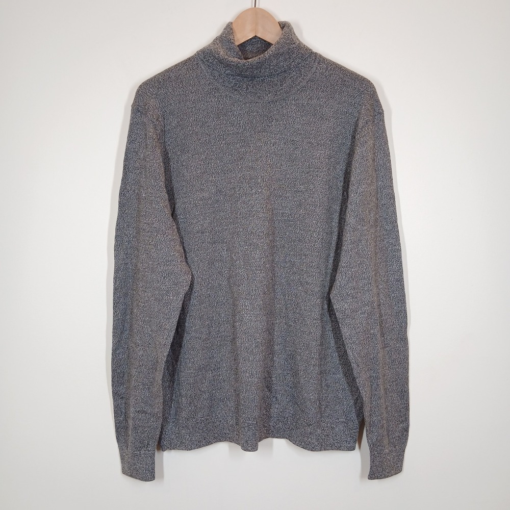 Nordstrom Men's Shop Turtleneck Sweater Mens XXL Gray Merino Wool Italian Knit